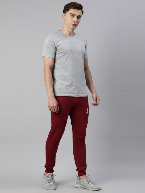 Grey & Maroon Solid Lounge Set